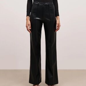 Black faux leather wide leg pants